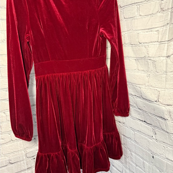 HALARA Red Velvet Long Sleeve Dress - Picture 2 of 2